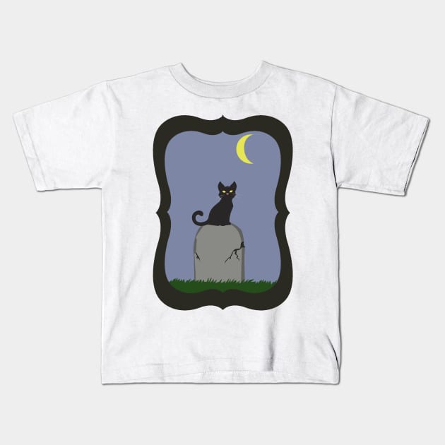 Spooky Halloween Cat Kids T-Shirt by SakuraDragon